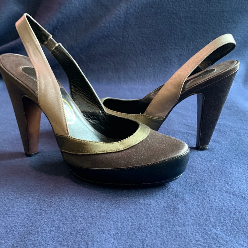 Ash Dalpi satin slingback platform heels size 8